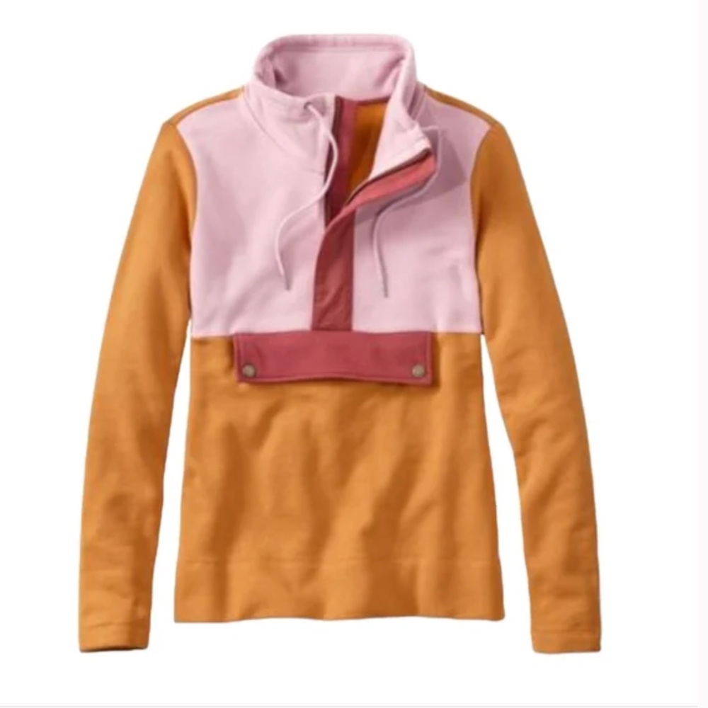 LL Bean Signature Organic Colorblock Anorak Sweatshirt NWT‎
